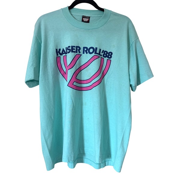 Vintage Kaiser Roll 88 T Shirt Screen Stars Best Aqua XL Men - Picture 3 of 12
